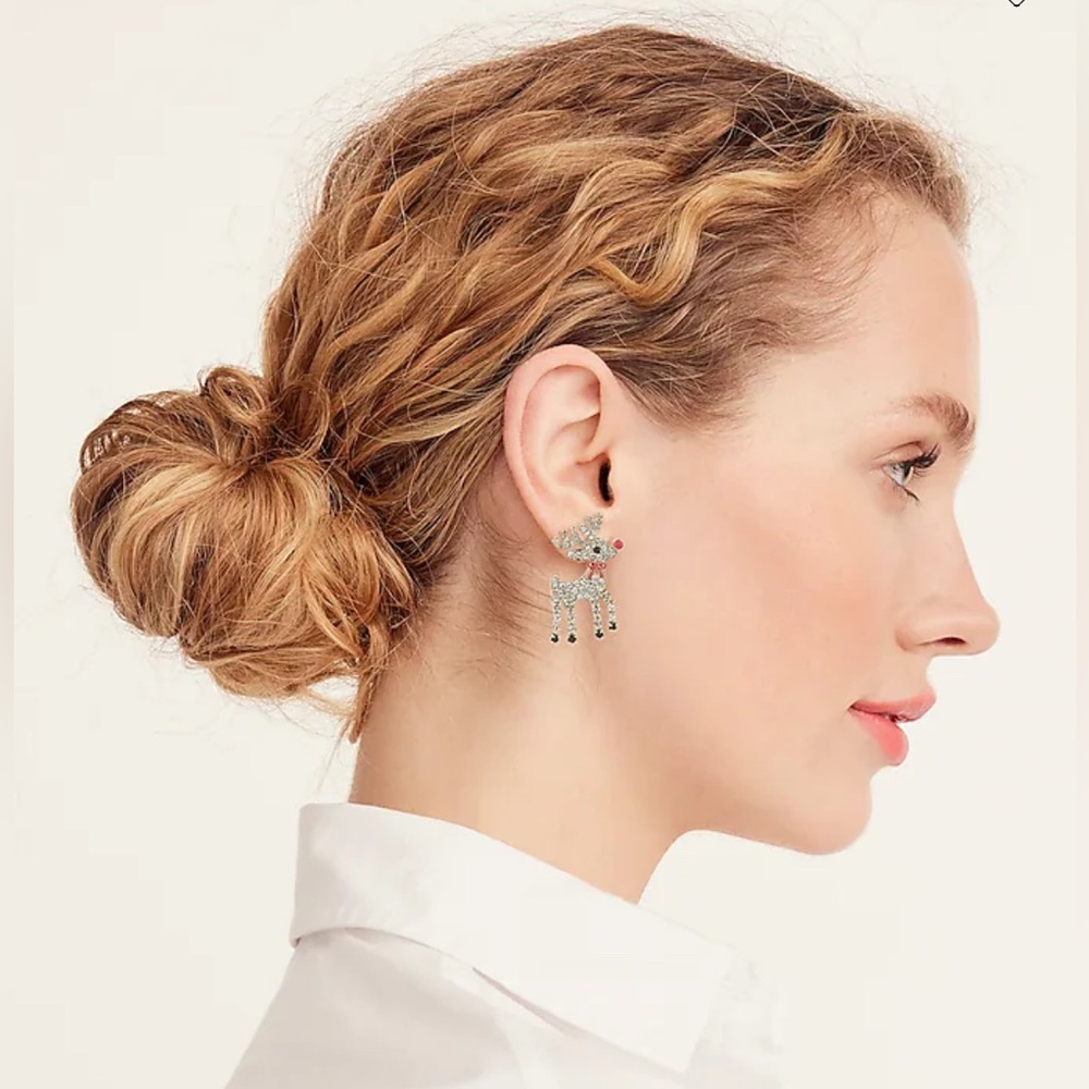 J.Crew NWT Pavé Reindeer Statement Earring
